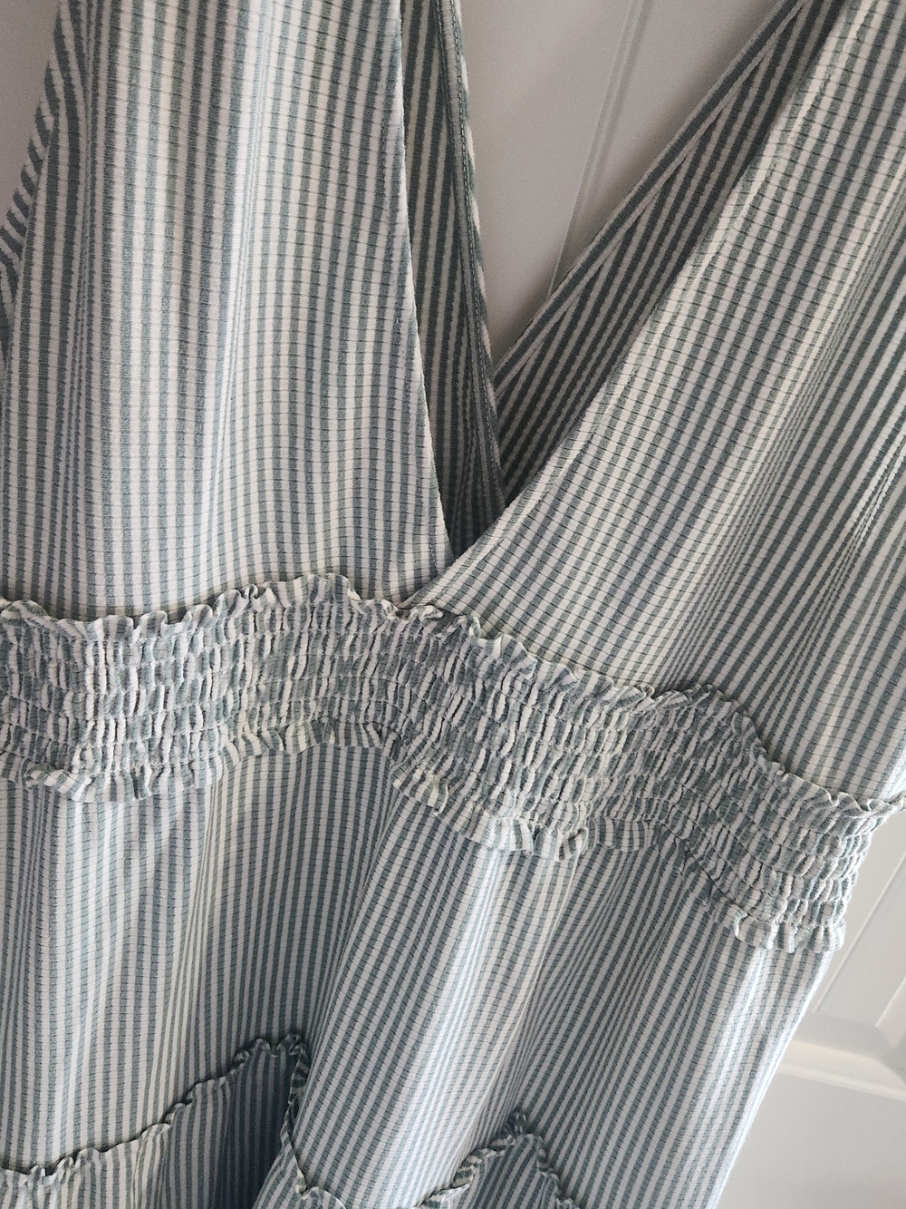American Eagle Striped V-Neck Tiered Sundress in Light Sage - Picture 2 of 2